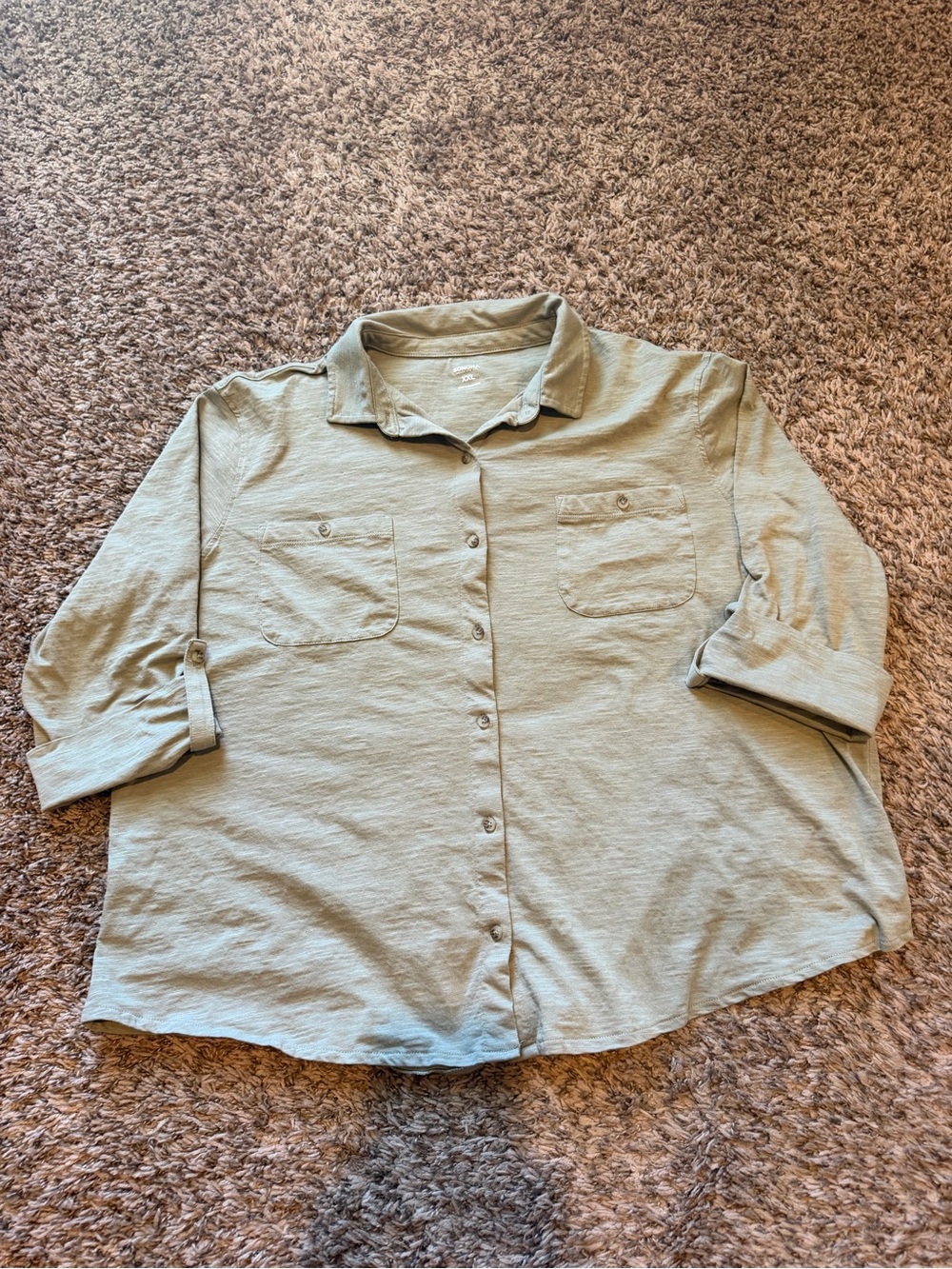 Sonoma Goods For Life Sage Green Roll-Tab Button Front Top - XXL